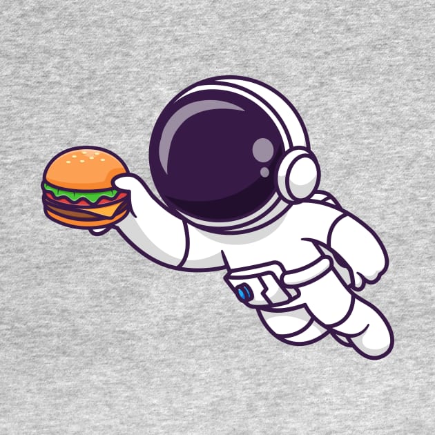 Cute Astronaut Floating With Burger Cartoon by Catalyst Labs